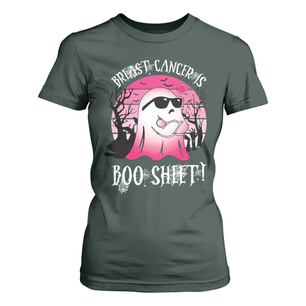 Breast Cancer Is Boo Sheet T Shirt For Women In October Ghost Wear Pink TS10 Dark Forest Green Print Your Wear