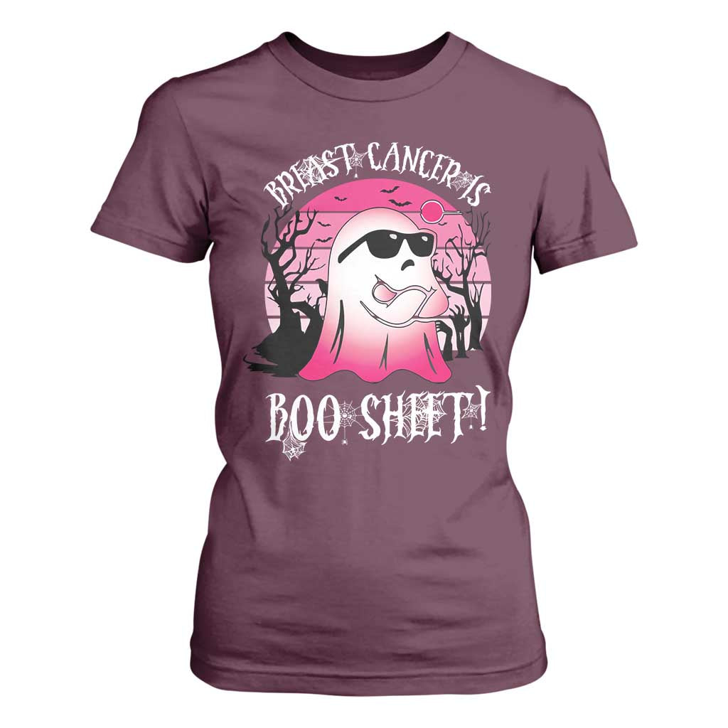 Breast Cancer Is Boo Sheet T Shirt For Women In October Ghost Wear Pink TS10 Maroon Print Your Wear