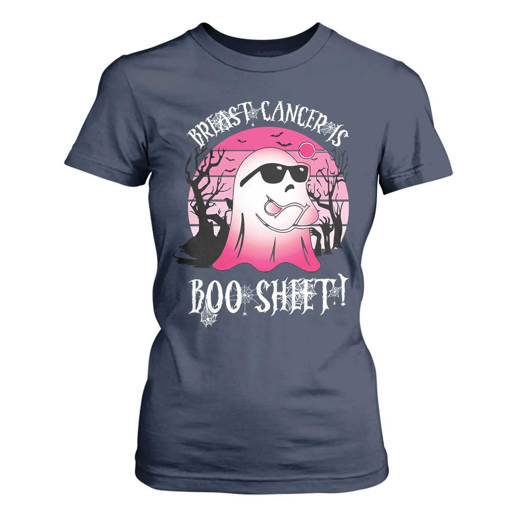 Breast Cancer Is Boo Sheet T Shirt For Women In October Ghost Wear Pink TS10 Navy Print Your Wear
