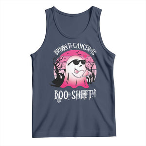 Breast Cancer Is Boo Sheet Tank Top In October Ghost Wear Pink TS10 Navy Print Your Wear