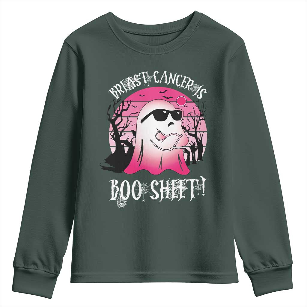 Breast Cancer Is Boo Sheet Youth Sweatshirt In October Ghost Wear Pink TS10 Dark Forest Green Print Your Wear
