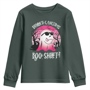 Breast Cancer Is Boo Sheet Youth Sweatshirt In October Ghost Wear Pink TS10 Dark Forest Green Print Your Wear