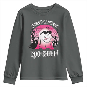 Breast Cancer Is Boo Sheet Youth Sweatshirt In October Ghost Wear Pink TS10 Dark Heather Print Your Wear