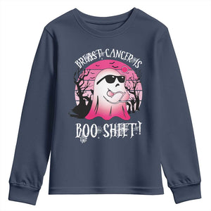 Breast Cancer Is Boo Sheet Youth Sweatshirt In October Ghost Wear Pink TS10 Navy Print Your Wear