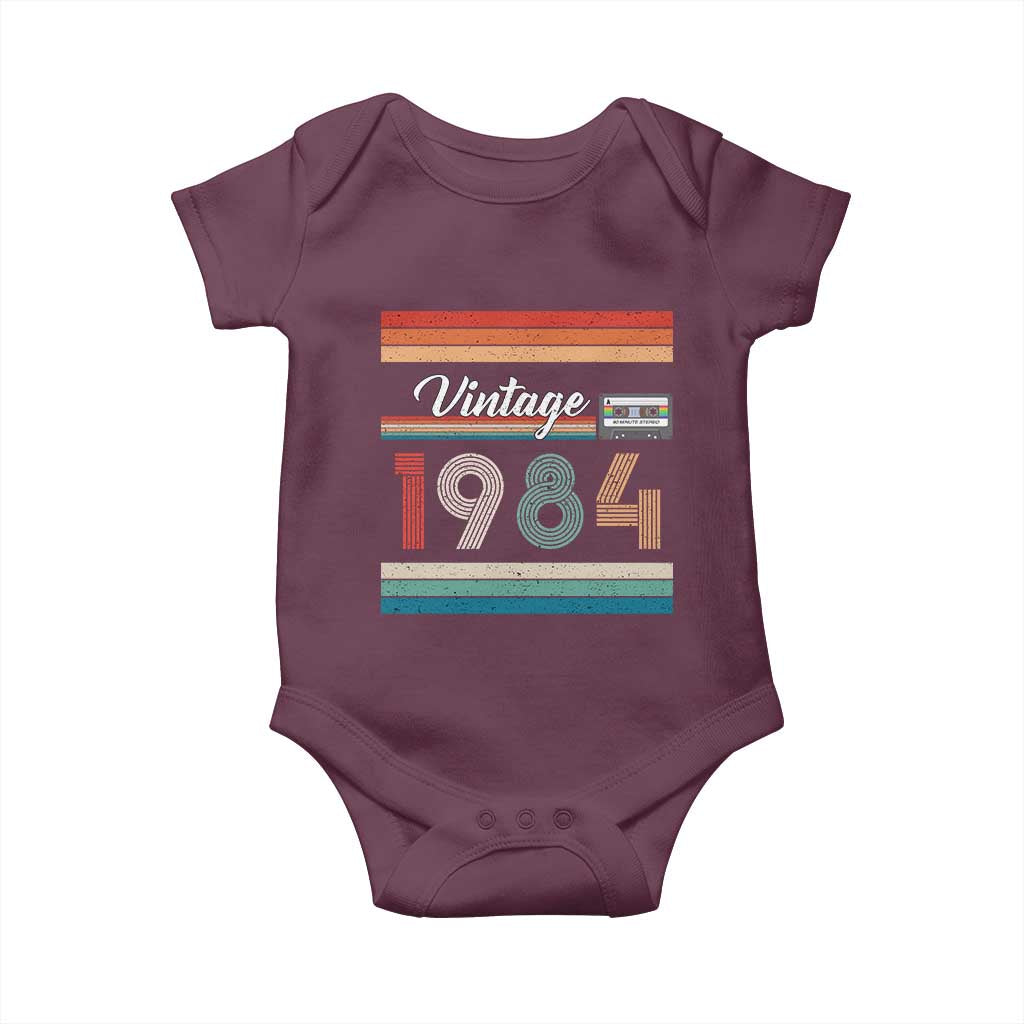 1984 Retro Birthday Baby Onesie Vintage 42th Birthday Gift Classic 90s Style TS10 Maroon Print Your Wear