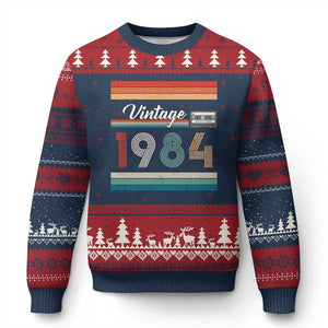 1984 Retro Birthday Ugly Christmas Sweater Vintage 42th Birthday Gift Classic 90s Style TS10 Navy Red Print Your Wear