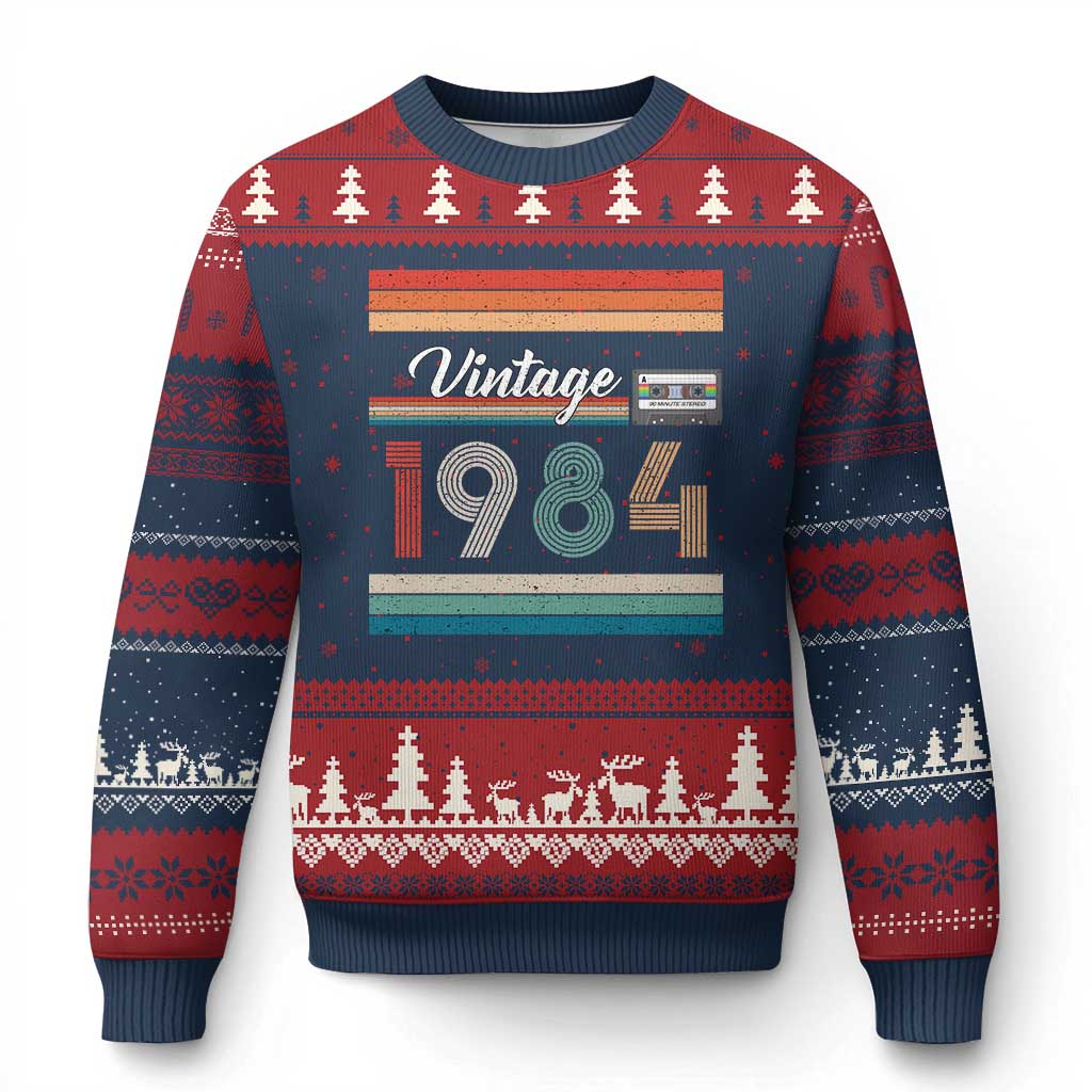 1984 Retro Birthday Ugly Christmas Sweater Vintage 42th Birthday Gift Classic 90s Style TS10 Navy Red Print Your Wear