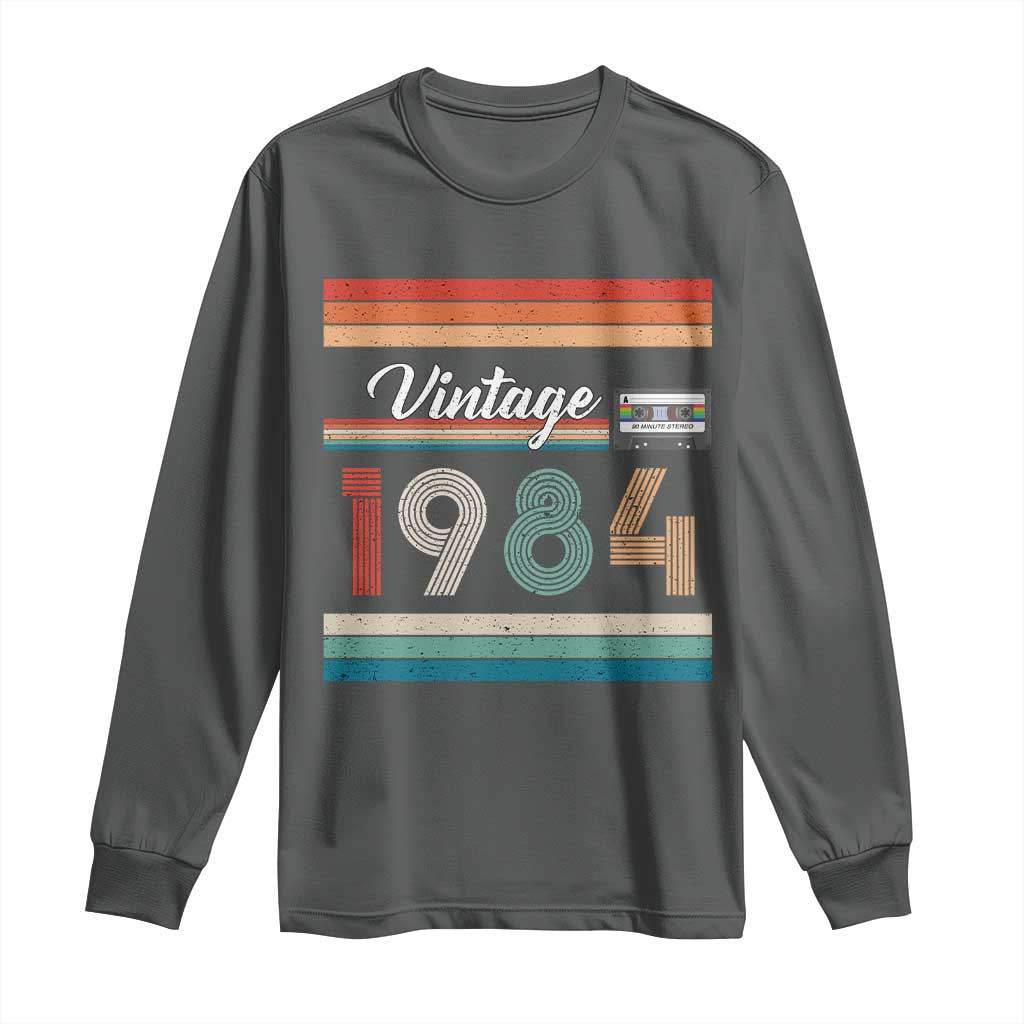 1984 Retro Birthday Long Sleeve Shirt Vintage 42th Birthday Gift Classic 90s Style TS10 Dark Heather Print Your Wear