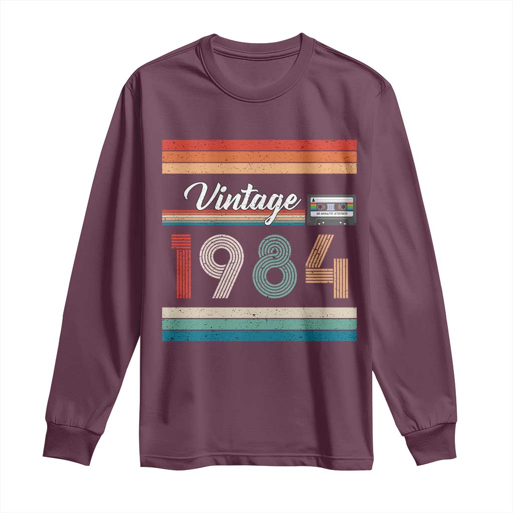 1984 Retro Birthday Long Sleeve Shirt Vintage 42th Birthday Gift Classic 90s Style TS10 Maroon Print Your Wear