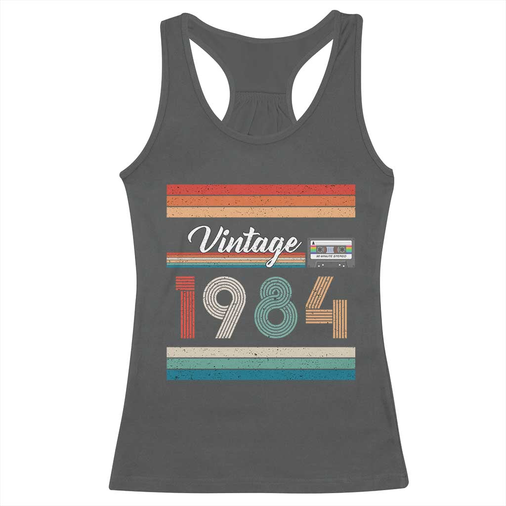 1984 Retro Birthday Racerback Tank Top Vintage 42th Birthday Gift Classic 90s Style TS10 Dark Heather Print Your Wear