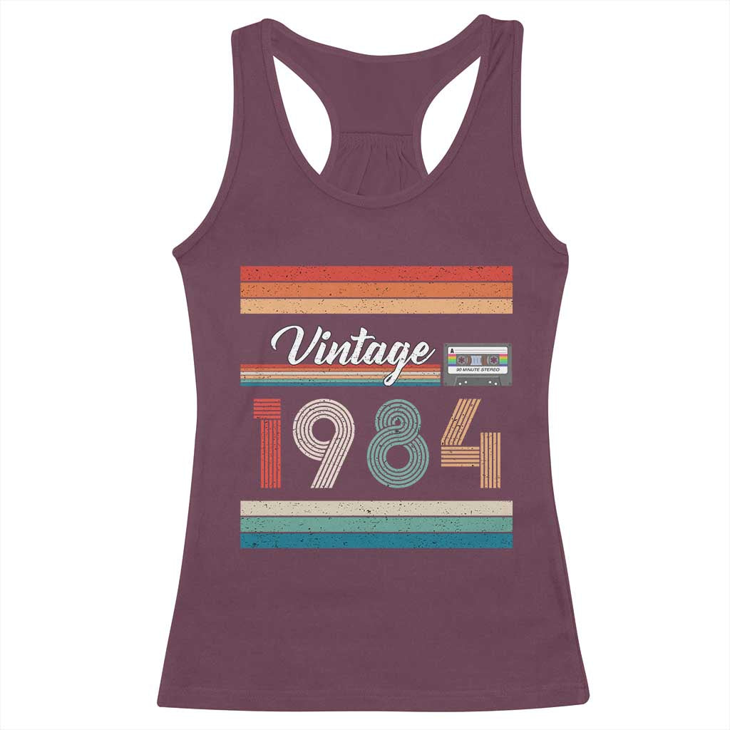 1984 Retro Birthday Racerback Tank Top Vintage 42th Birthday Gift Classic 90s Style TS10 Maroon Print Your Wear