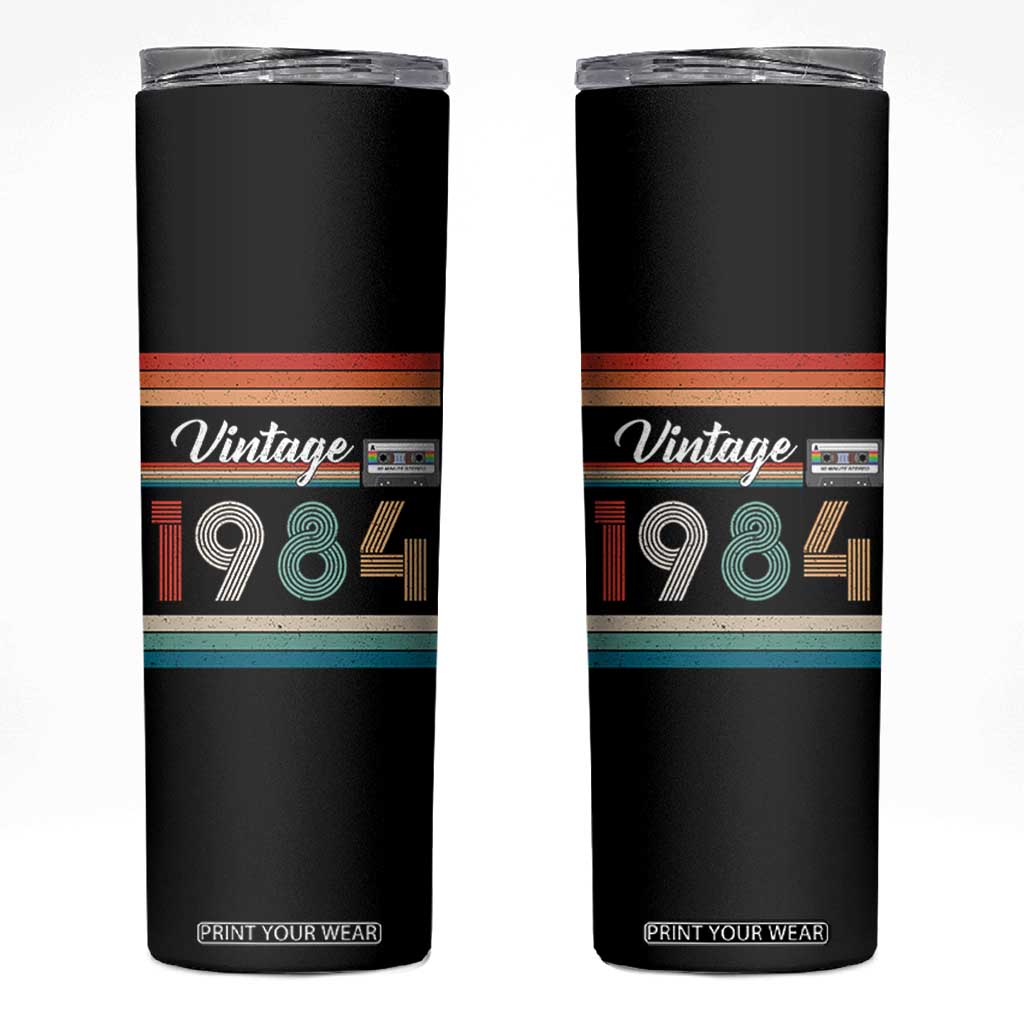 1984 Retro Birthday Skinny Tumbler Vintage 42th Birthday Gift Classic 90s Style TS10 Black Print Your Wear