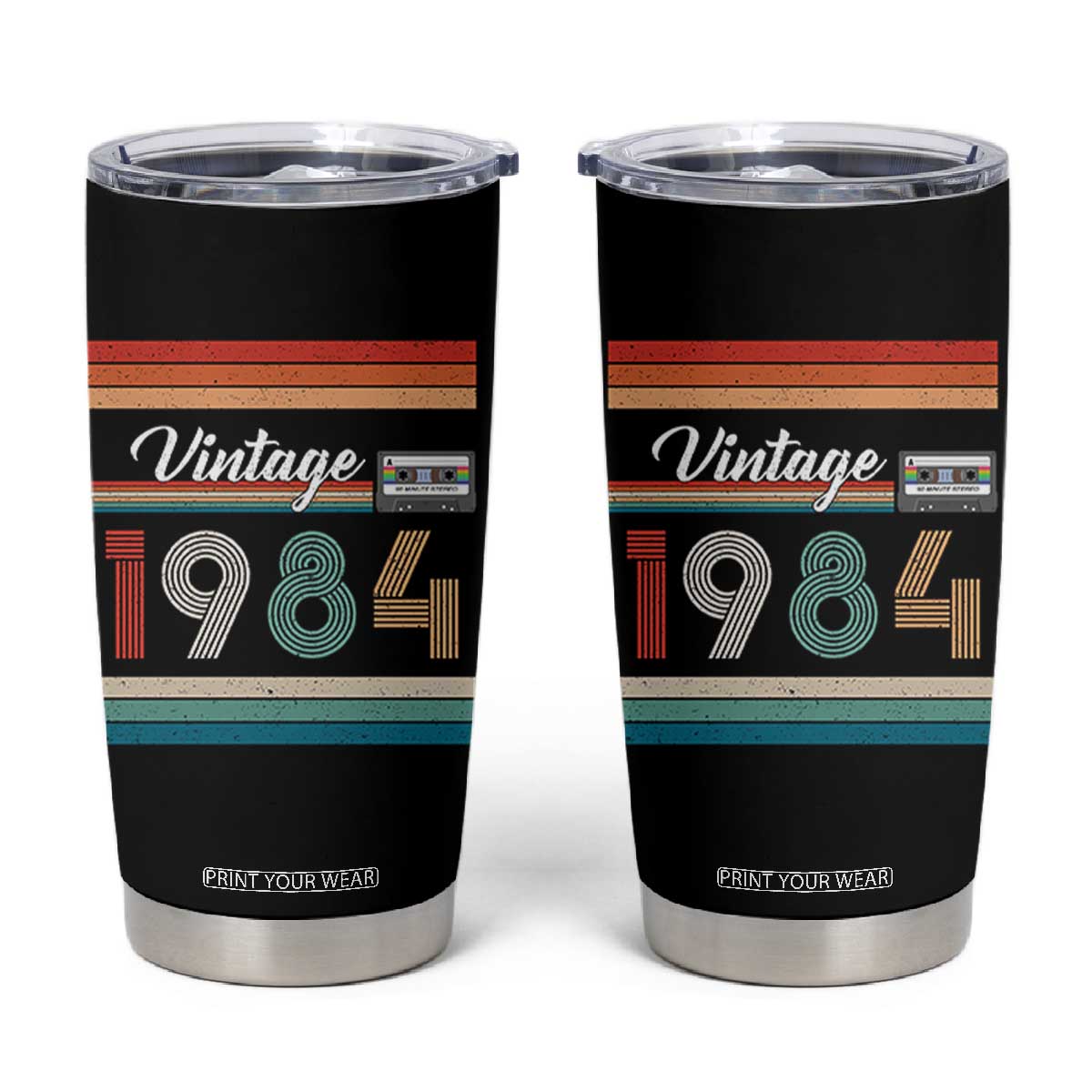 1984 Retro Birthday Tumbler Cup Vintage 42th Birthday Gift Classic 90s Style TS10 Black Print Your Wear