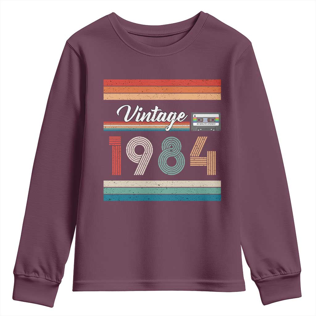 1984 Retro Birthday Youth Sweatshirt Vintage 42th Birthday Gift Classic 90s Style TS10 Maroon Print Your Wear