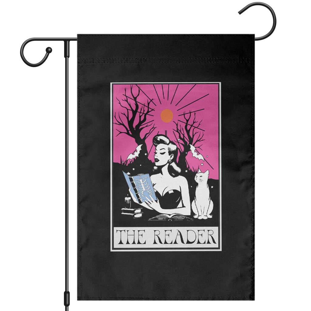 The Reader Tarot Garden Flag Witch Reading Book Club Occult Cat Mom TS10 Black Print Your Wear
