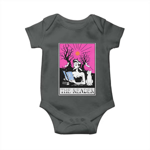 The Reader Tarot Baby Onesie Witch Reading Book Club Occult Cat Mom TS10 Dark Heather Print Your Wear