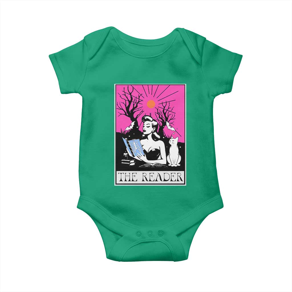 The Reader Tarot Baby Onesie Witch Reading Book Club Occult Cat Mom TS10 Irish Green Print Your Wear