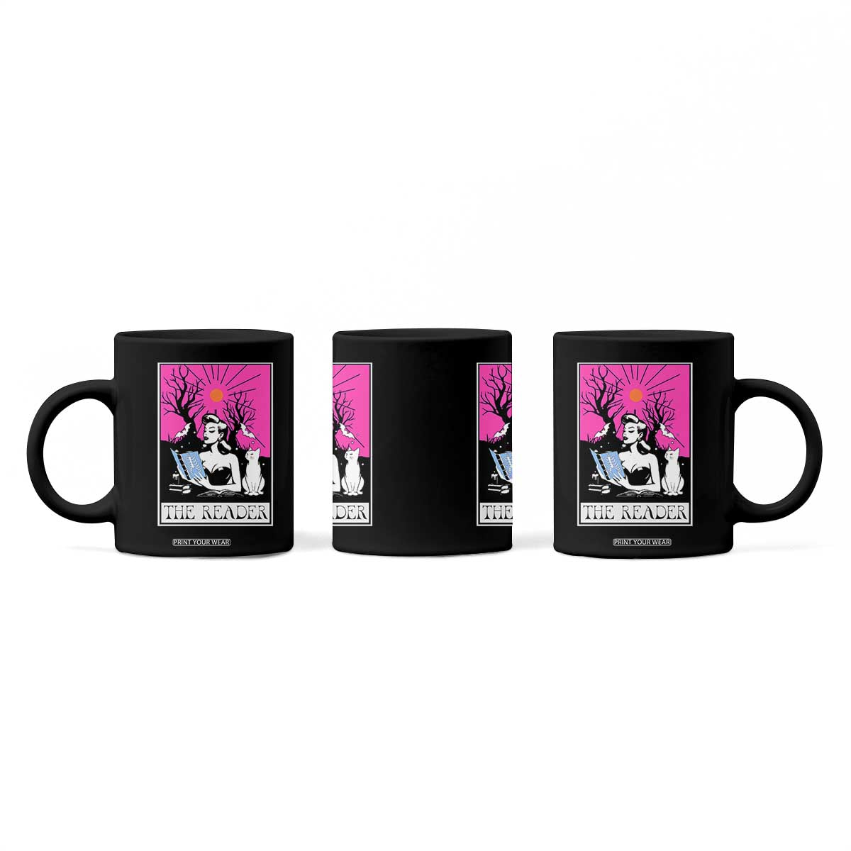 The Reader Tarot Coffee Mug Witch Reading Book Club Occult Cat Mom TS10 Print Your Wear