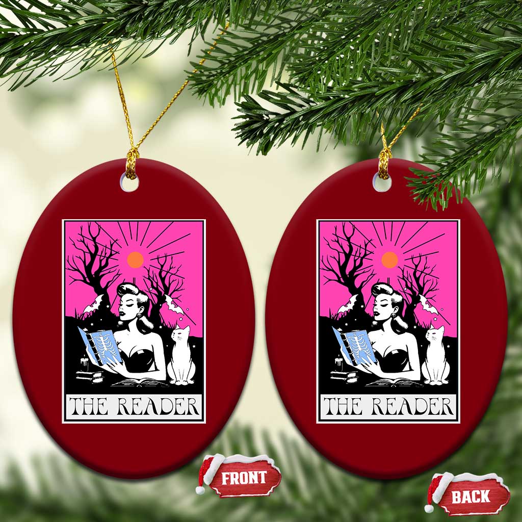 The Reader Tarot Ceramic Ornament Witch Reading Book Club Occult Cat Mom TS10 Print Your Wear