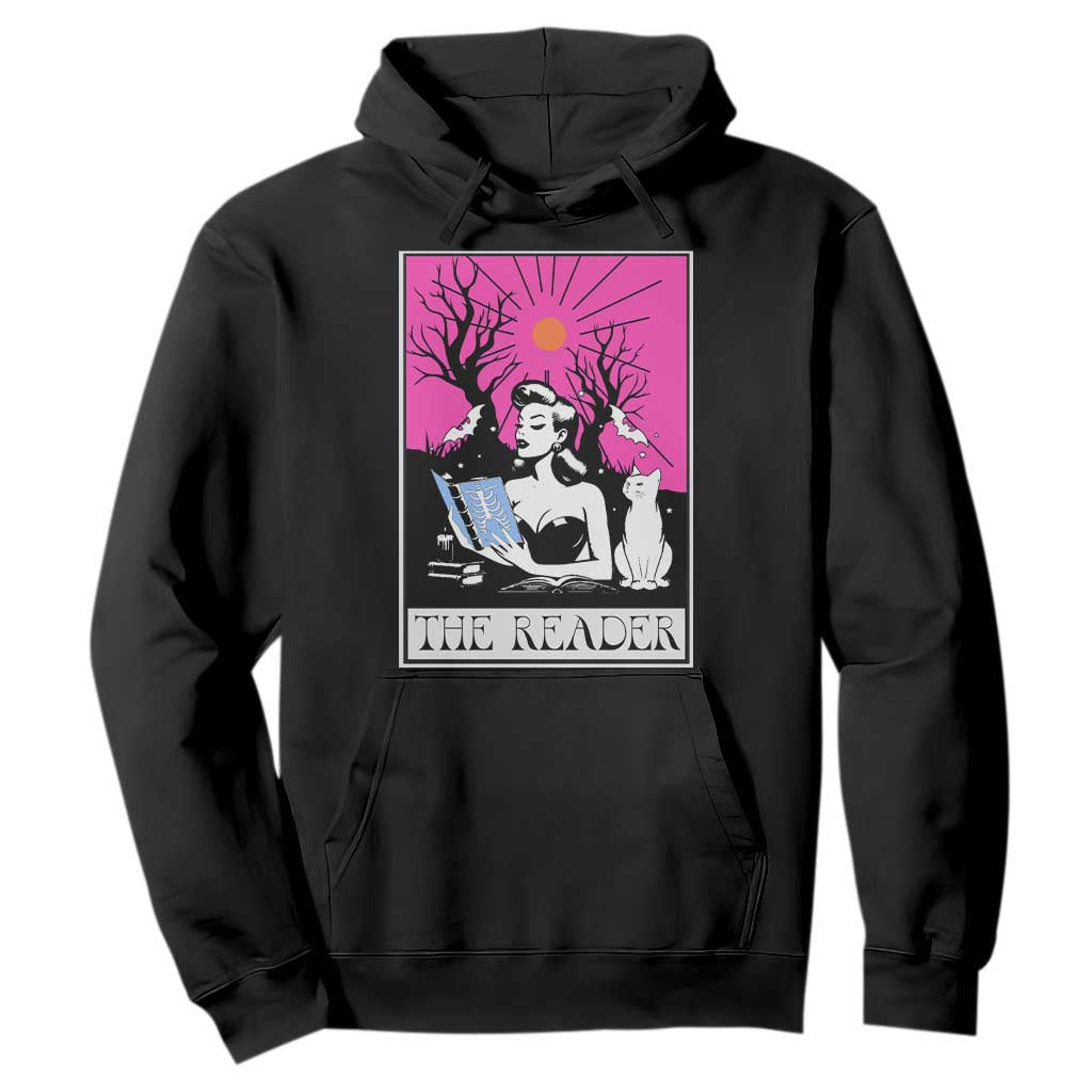 The Reader Tarot Hoodie Witch Reading Book Club Occult Cat Mom TS10 Black Print Your Wear