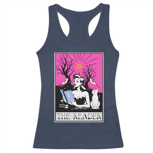 The Reader Tarot Racerback Tank Top Witch Reading Book Club Occult Cat Mom TS10 Navy Print Your Wear
