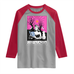 The Reader Tarot Raglan Shirt Witch Reading Book Club Occult Cat Mom TS10 Sport Gray Red Print Your Wear