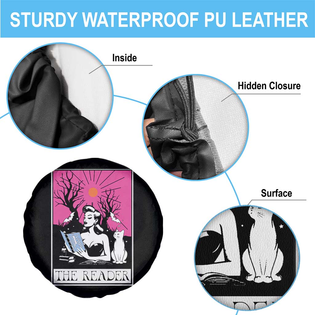 The Reader Tarot Spare Tire Cover Witch Reading Book Club Occult Cat Mom TS10 Print Your Wear