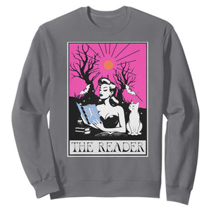 The Reader Tarot Sweatshirt Witch Reading Book Club Occult Cat Mom TS10 Charcoal Print Your Wear