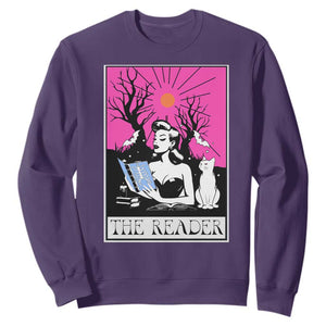 The Reader Tarot Sweatshirt Witch Reading Book Club Occult Cat Mom TS10 Purple Print Your Wear