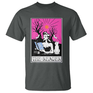 The Reader Tarot T Shirt Witch Reading Book Club Occult Cat Mom TS10 Dark Heather Print Your Wear