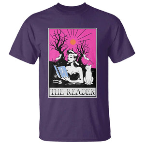 The Reader Tarot T Shirt Witch Reading Book Club Occult Cat Mom TS10 Purple Print Your Wear