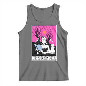 The Reader Tarot Tank Top Witch Reading Book Club Occult Cat Mom TS10 Black Heather Print Your Wear