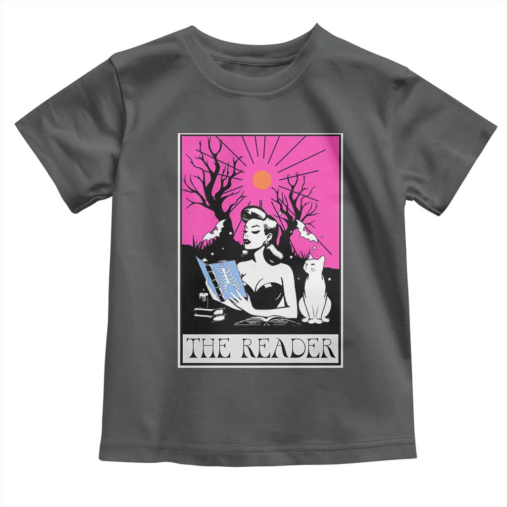 The Reader Tarot Toddler T Shirt Witch Reading Book Club Occult Cat Mom TS10 Dark Heather Print Your Wear