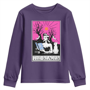 The Reader Tarot Youth Sweatshirt Witch Reading Book Club Occult Cat Mom TS10 Purple Print Your Wear
