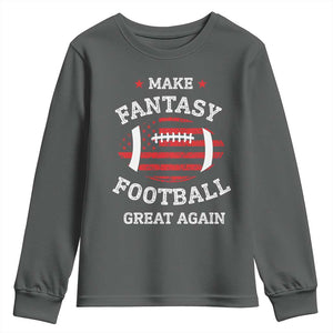 Funny Make Fantasy Football Great Again Youth Sweatshirt TS10 Dark Heather Print Your Wear