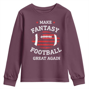 Funny Make Fantasy Football Great Again Youth Sweatshirt TS10 Maroon Print Your Wear