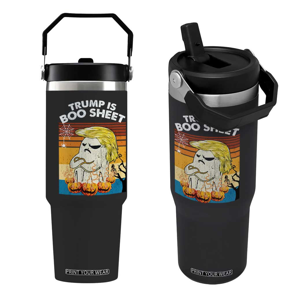 Funny Trump Is Boo Sheet Flip Straw Tumbler Ghost Retro Halloween Ghost Custome TS10 One Size: 30 oz Black Print Your Wear