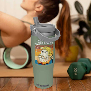 Funny Trump Is Boo Sheet Flip Straw Tumbler Ghost Retro Halloween Ghost Custome TS10 One Size: 30 oz Moss Green Print Your Wear