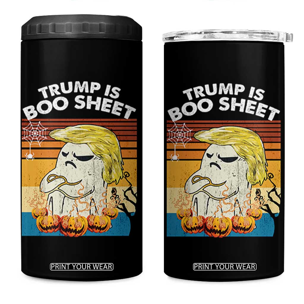 Funny Trump Is Boo Sheet 4 in 1 Can Cooler Tumbler Ghost Retro Halloween Ghost Custome TS10 One Size: 16 oz Black Print Your Wear