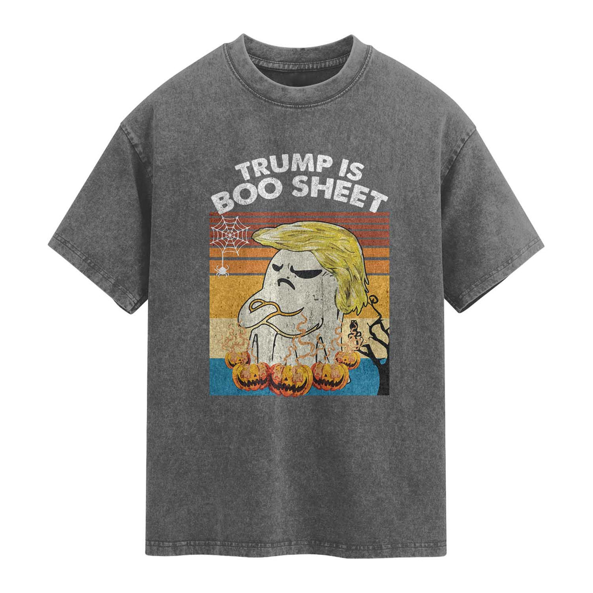 Funny Trump Is Boo Sheet Washed Cotton T-Shirt Ghost Retro Halloween Ghost Custome