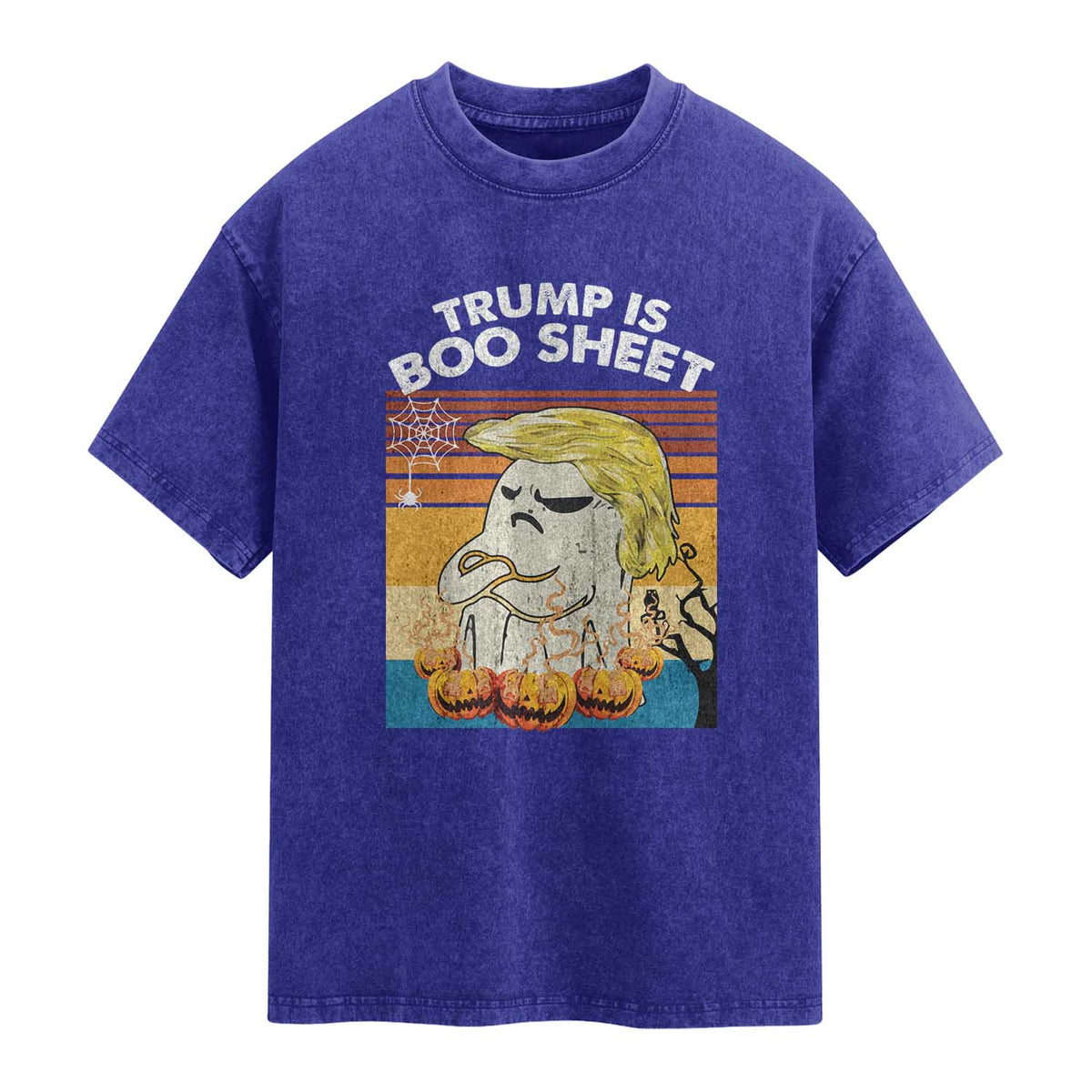 Funny Trump Is Boo Sheet Washed Cotton T-Shirt Ghost Retro Halloween Ghost Custome