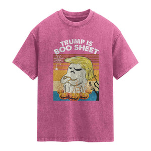 Funny Trump Is Boo Sheet Washed Cotton T-Shirt Ghost Retro Halloween Ghost Custome