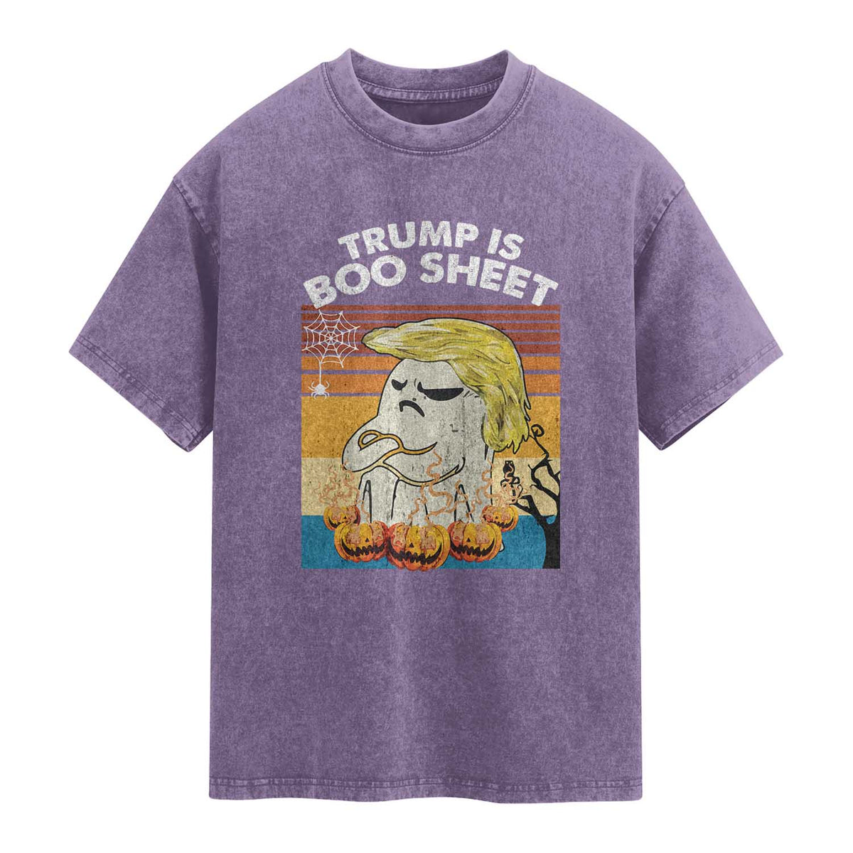 Funny Trump Is Boo Sheet Washed Cotton T-Shirt Ghost Retro Halloween Ghost Custome