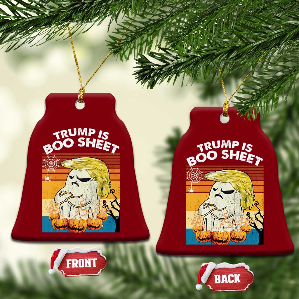 Funny Trump Is Boo Sheet Ceramic Ornament Ghost Retro Halloween Ghost Custome - Print Your Wear