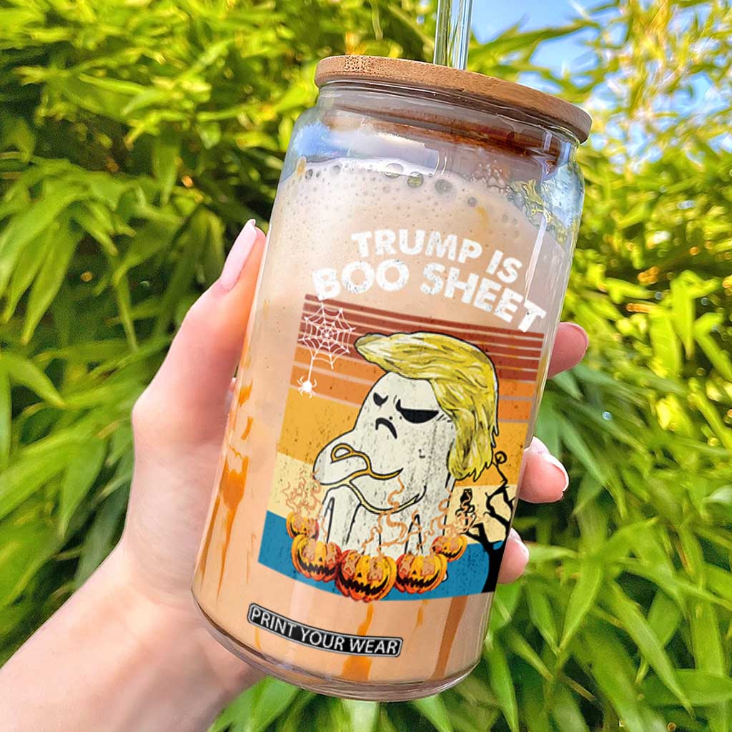 Funny Trump Is Boo Sheet Glass Can Ghost Retro Halloween Ghost Custome TS10 Black Print Your Wear