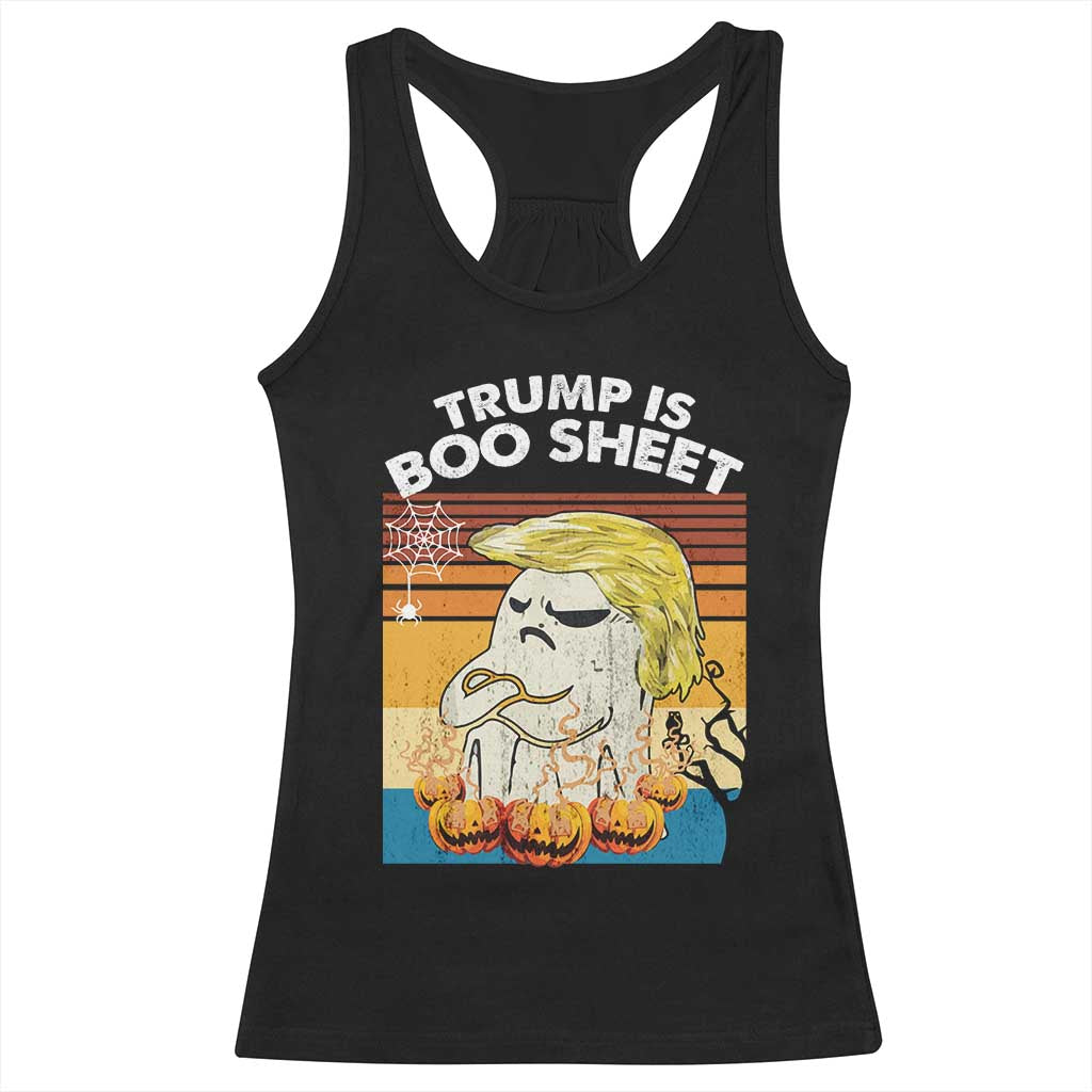 Funny Trump Is Boo Sheet Racerback Tank Top Ghost Retro Halloween Ghost Custome - Print Your Wear