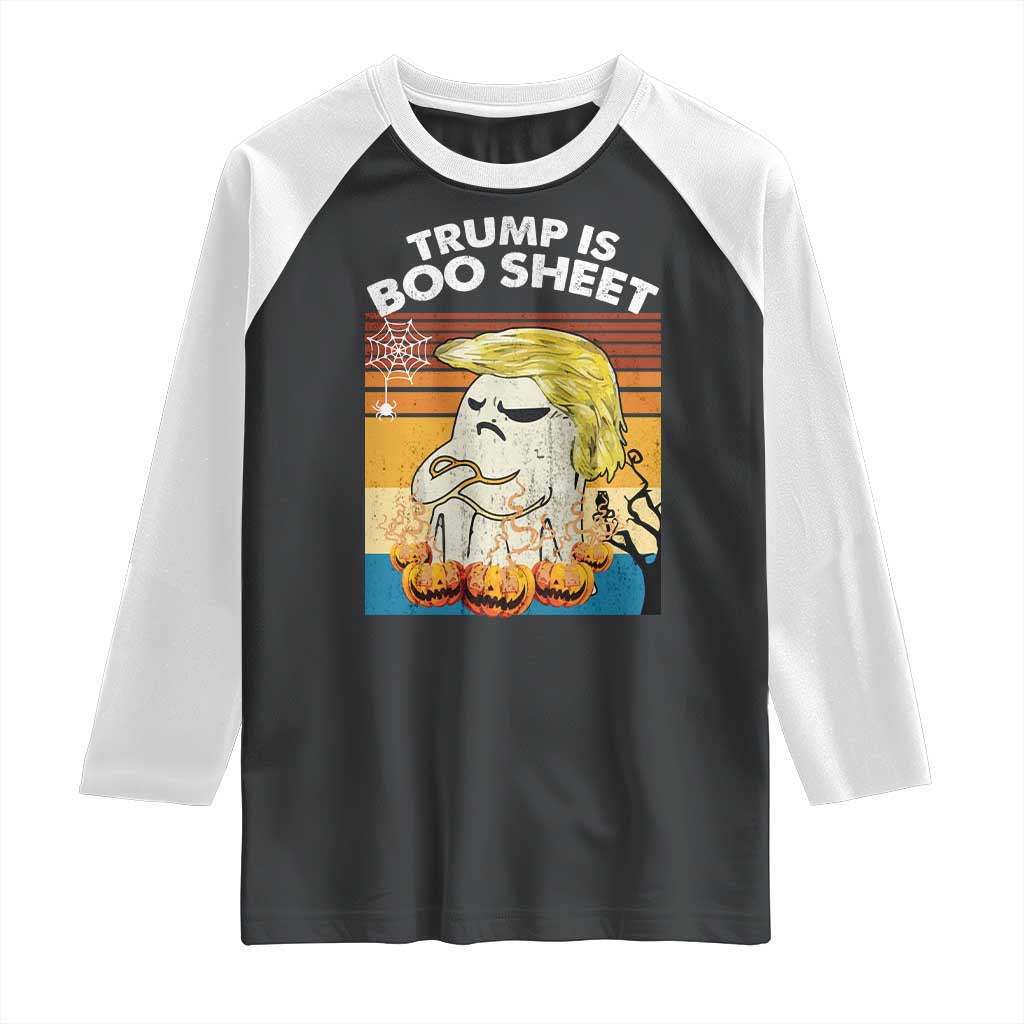 Funny Trump Is Boo Sheet Raglan Shirt Ghost Retro Halloween Ghost Custome TS10 Black White Print Your Wear