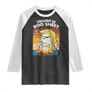 Funny Trump Is Boo Sheet Raglan Shirt Ghost Retro Halloween Ghost Custome TS10 Black White Print Your Wear