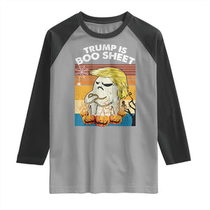 Funny Trump Is Boo Sheet Raglan Shirt Ghost Retro Halloween Ghost Custome TS10 Sport Gray Black Print Your Wear