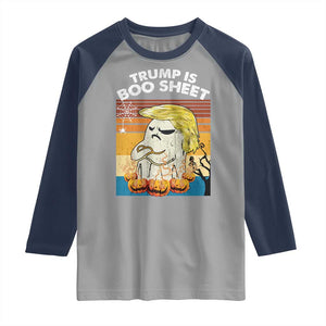 Funny Trump Is Boo Sheet Raglan Shirt Ghost Retro Halloween Ghost Custome TS10 Sport Gray Navy Print Your Wear